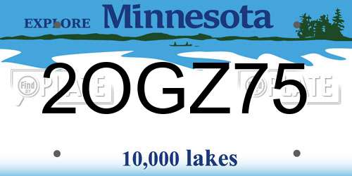 2OGZ75 Minnesota License Plate