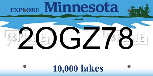 2OGZ78 Minnesota License Plate