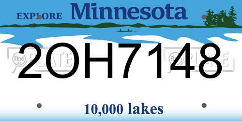 2OH7148 Minnesota License Plate