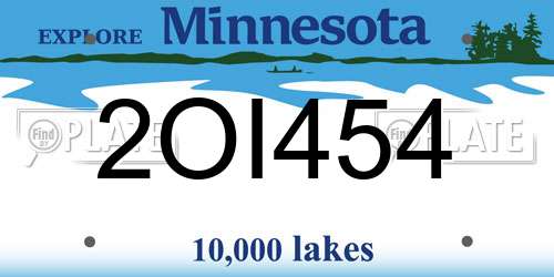 2OI454 Minnesota License Plate