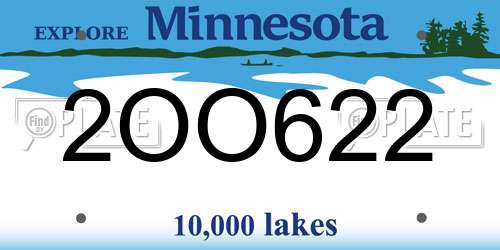 2OO622 Minnesota License Plate