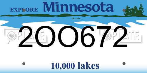 2OO672 Minnesota License Plate