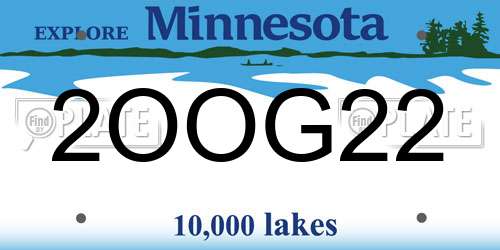 2OOG22 Minnesota License Plate