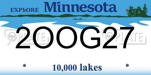 2OOG27 Minnesota License Plate