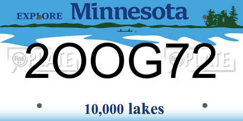 2OOG72 Minnesota License Plate