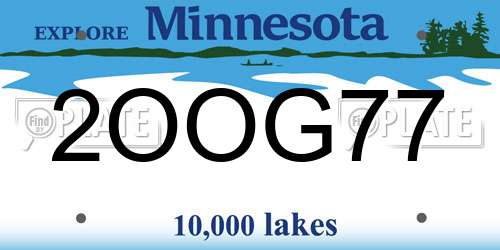 2OOG77 Minnesota License Plate