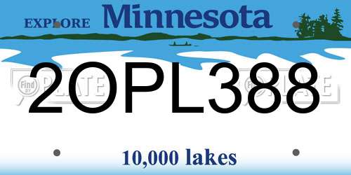 2OPL388 Minnesota License Plate