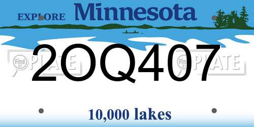 2OQ407 Minnesota License Plate