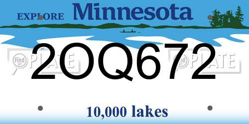2OQ672 Minnesota License Plate