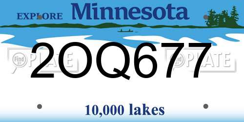2OQ677 Minnesota License Plate