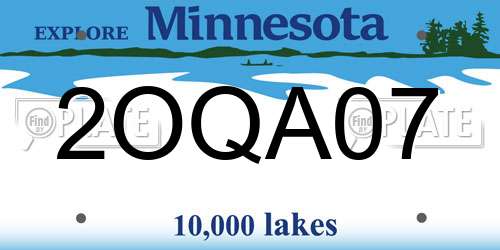 2OQA07 Minnesota License Plate