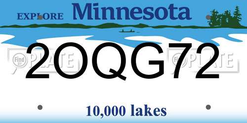 2OQG72 Minnesota License Plate