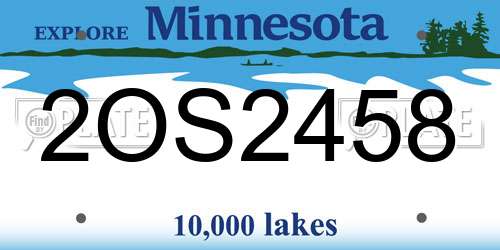 2OS2458 Minnesota License Plate