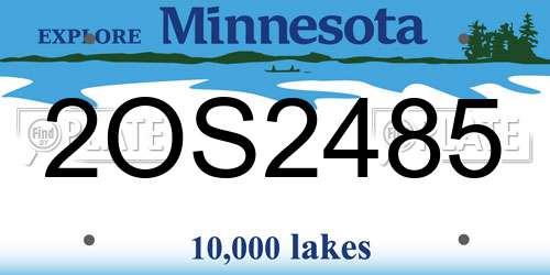 2OS2485 Minnesota License Plate