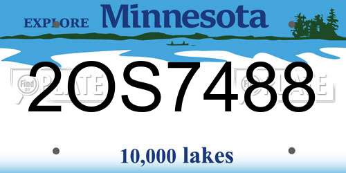 2OS7488 Minnesota License Plate