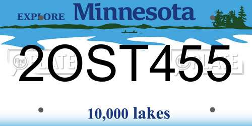 2OST455 Minnesota License Plate