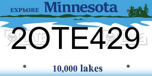 2OTE429 Minnesota License Plate
