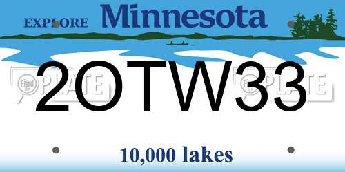 2OTW33 Minnesota License Plate