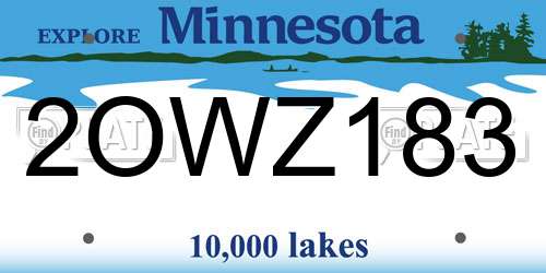 2OWZ183 Minnesota License Plate