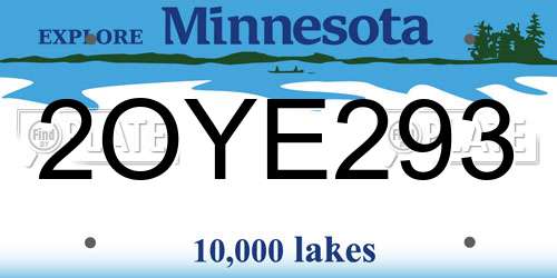 2OYE293 Minnesota License Plate