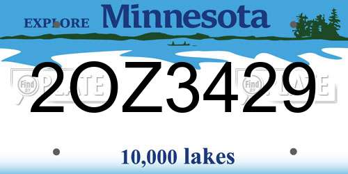2OZ3429 Minnesota License Plate