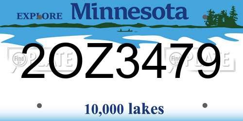2OZ3479 Minnesota License Plate