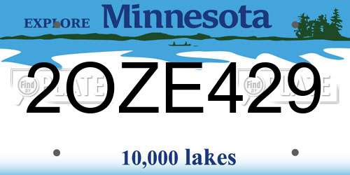 2OZE429 Minnesota License Plate