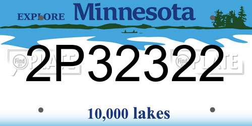 2P32322 Minnesota License Plate