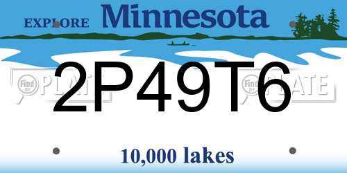 2P49T6 Minnesota License Plate