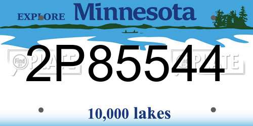 2P85544 Minnesota License Plate