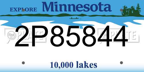 2P85844 Minnesota License Plate