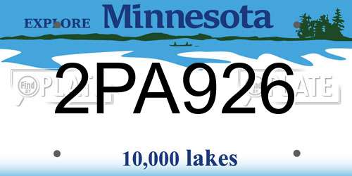 2PA926 Minnesota License Plate
