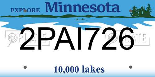 2PAI726 Minnesota License Plate