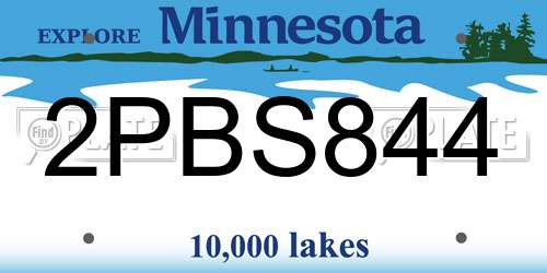 2PBS844 Minnesota License Plate
