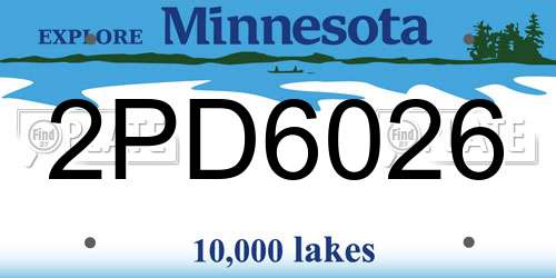 2PD6026 Minnesota License Plate
