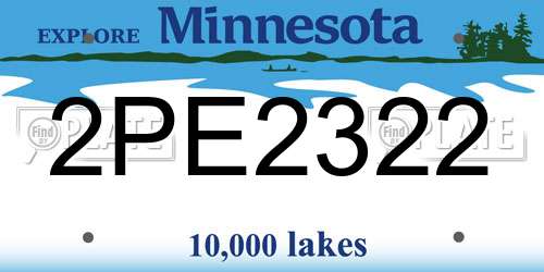 2PE2322 Minnesota License Plate
