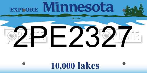 2PE2327 Minnesota License Plate