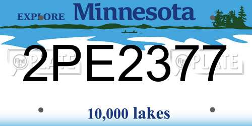 2PE2377 Minnesota License Plate