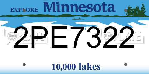 2PE7322 Minnesota License Plate