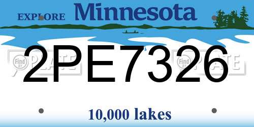 2PE7326 Minnesota License Plate