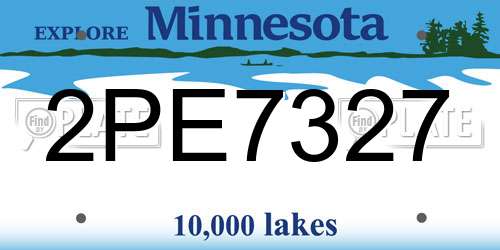 2PE7327 Minnesota License Plate