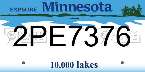 2PE7376 Minnesota License Plate