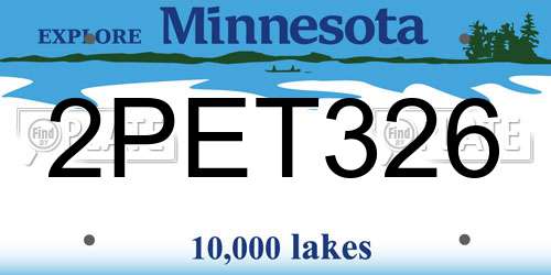 2PET326 Minnesota License Plate