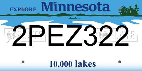 2PEZ322 Minnesota License Plate