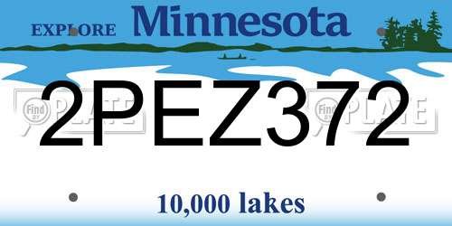 2PEZ372 Minnesota License Plate