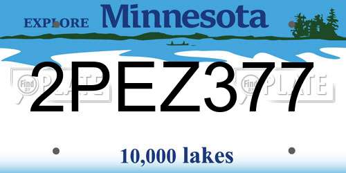 2PEZ377 Minnesota License Plate