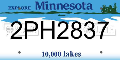 2PH2837 Minnesota License Plate