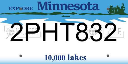 2PHT832 Minnesota License Plate
