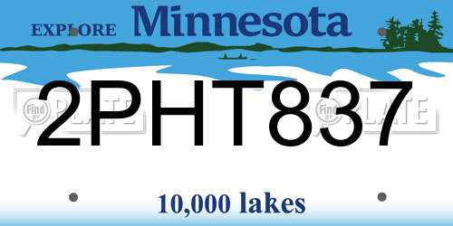 2PHT837 Minnesota License Plate