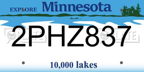 2PHZ837 Minnesota License Plate